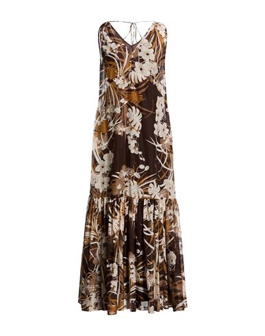 Max Mara Studio Woman Maxi Dress Dark Brown Size 12 Cotton, Silk