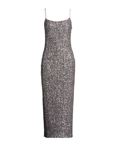 Manila Grace Woman Midi Dress Silver Size 8 Polyester, Elastane