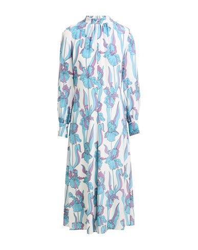 Boutique Moschino Woman Midi Dress White Size 6 Silk In Blue