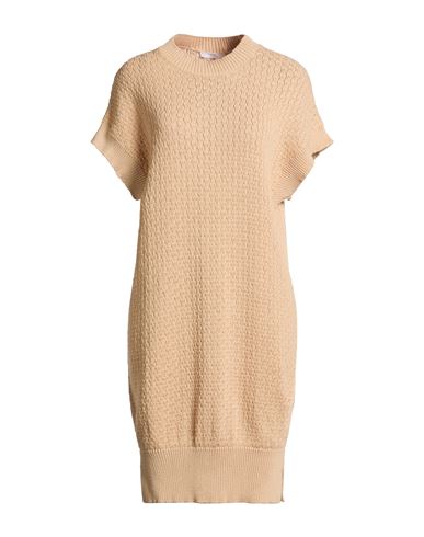 Fedeli Woman Midi Dress Sand Size 8 Cotton, Linen