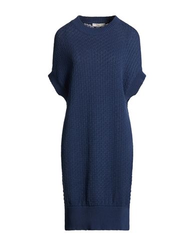 Fedeli Woman Midi Dress Blue Size 4 Cotton, Linen