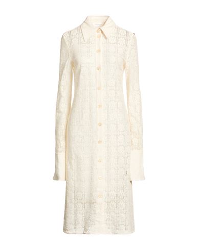 Sportmax Woman Midi Dress Ivory Size L Cotton, Polyamide In White