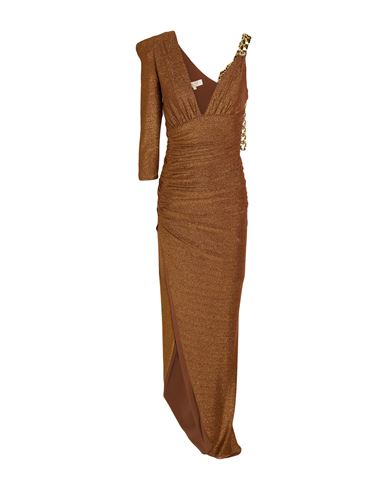 W Les Femmes By Babylon Woman Maxi Dress Brown Size 8 Polyamide, Metallic Fiber