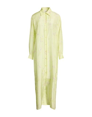 Alysi Crème Woman Midi Dress Lime Green Size 0 Silk In Yellow