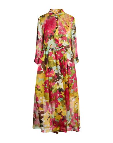 Sara Roka Woman Midi Dress Fuchsia Size 8 Silk In Multi