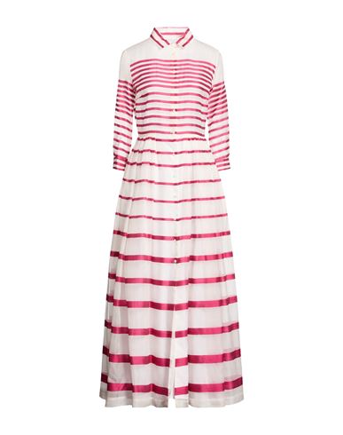 Sara Roka Woman Maxi Dress Fuchsia Size 8 Cotton, Silk In Pink
