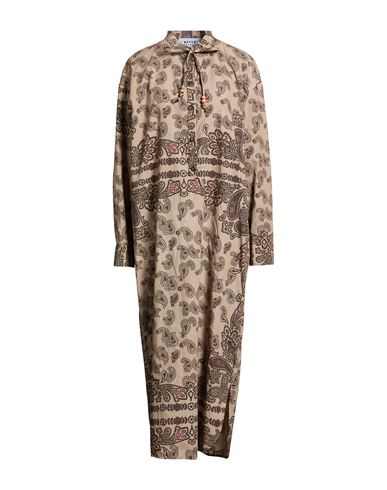 Bazar Deluxe Woman Maxi Dress Sand Size 10 Polyester, Cotton In Brown