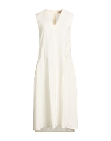 Gentryportofino Woman Midi Dress Ivory Size 10 Modal, Polyester In White