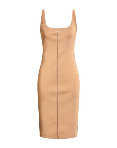 Tom Ford Woman Midi Dress Camel Size L Viscose, Polyamide, Polyurethane In Brown