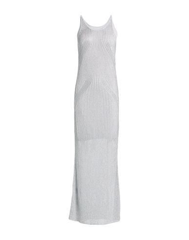 Pinko Woman Maxi Dress Silver Size L Viscose, Metallic Fiber In White