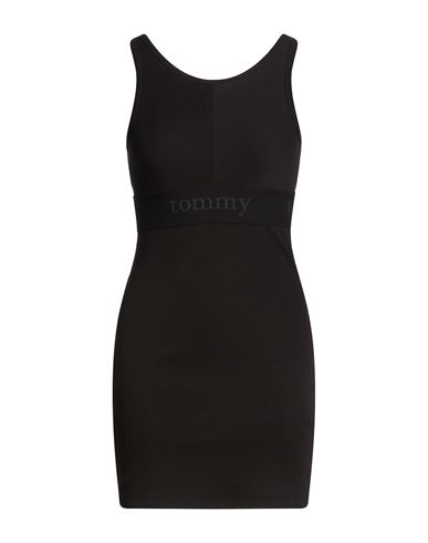 Tommy Jeans Woman Mini Dress Black Size L Cotton, Elastane
