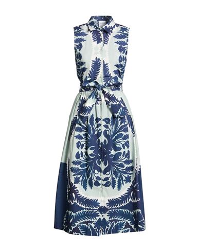 Sara Roka Woman Midi Dress Blue Size 8 Cotton