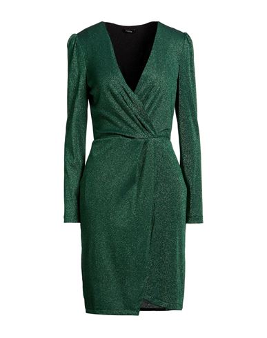 Hanita Woman Mini Dress Green Size S Polyester, Elastane In Multi