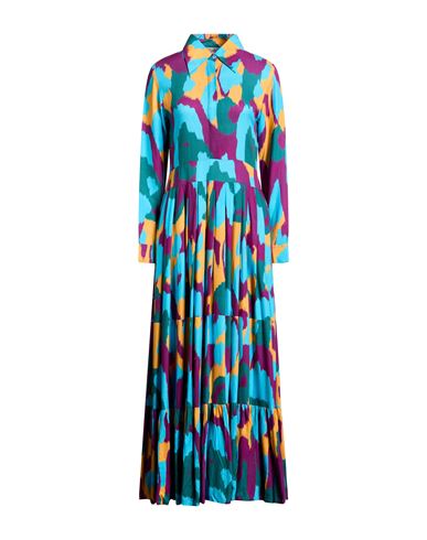 Connor & Blake Woman Maxi Dress Azure Size L Viscose In Blue