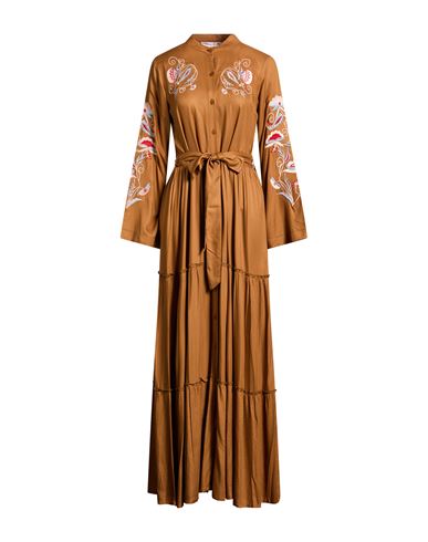 Connor & Blake Woman Maxi Dress Tan Size L Viscose In Brown