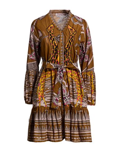 Connor & Blake Woman Mini Dress Brown Size L Cotton In Multi