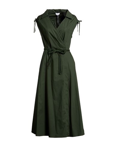Marella Woman Maxi Dress Dark Green Size 12 Cotton, Elastane