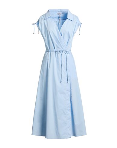 Marella Woman Maxi Dress Sky Blue Size 8 Cotton, Elastane