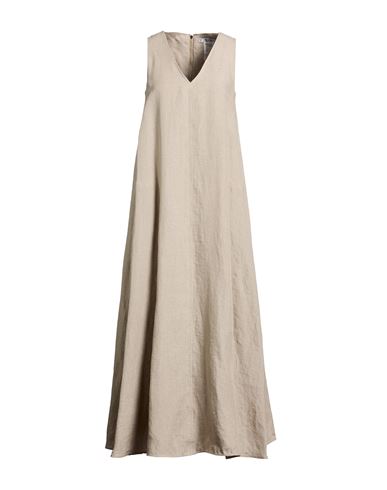 Max Mara Woman Maxi Dress Grey Size 10 Linen In Gray