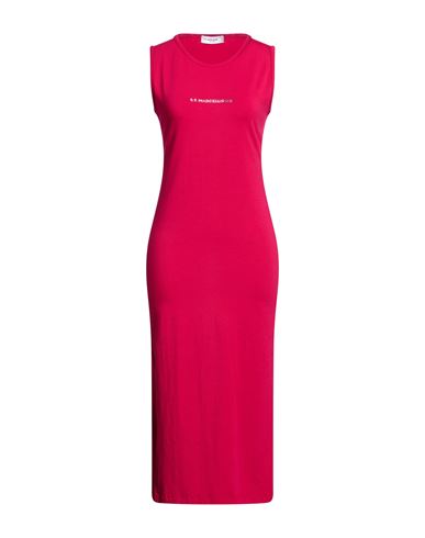 Marc Ellis Woman Midi Dress Fuchsia Size L Cotton, Elastane In Pink