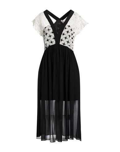 Sandro Woman Midi Dress White Size 8 Polyester In Black