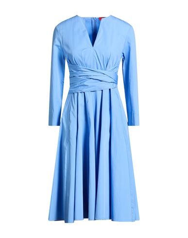 Max & Co . Woman Midi Dress Azure Size 12 Cotton In Blue