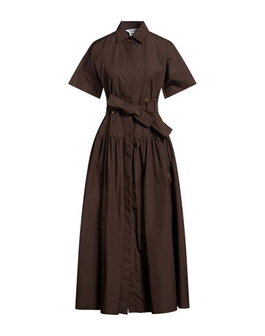 Max Mara Woman Maxi Dress Dark Brown Size 10 Cotton