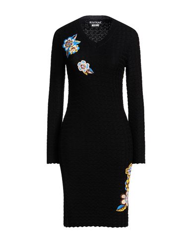 Boutique Moschino Woman Midi Dress Black Size 12 Virgin Wool