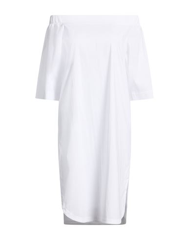 D Exterior D. Exterior Woman Midi Dress White Size M Cotton, Polyamide, Elastane