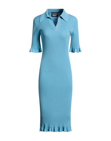 Boutique Moschino Woman Midi Dress Sky Blue Size 6 Virgin Wool