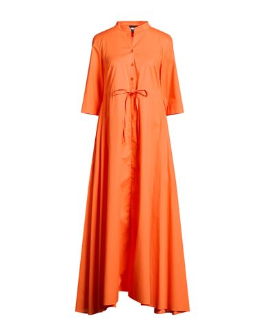 Lavi Couture Woman Maxi Dress Orange Size L Cotton, Elastane In Multi