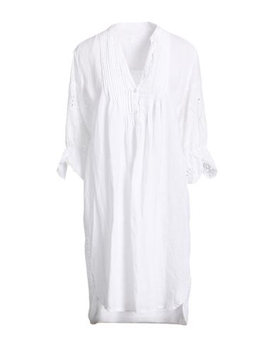 120% Lino Woman Mini Dress White Size 10 Linen