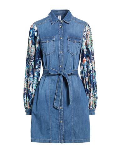 Liu •jo Woman Mini Dress Blue Size 6 Cotton, Elastane, Polyester