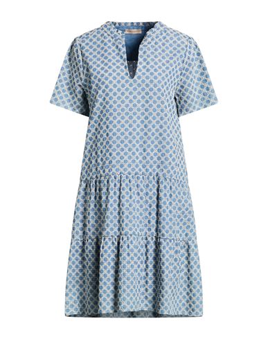 Purotatto Woman Midi Dress Blue Size 8 Cotton