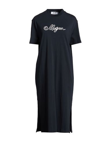 Msgm Woman Midi Dress Midnight Blue Size Xl Cotton