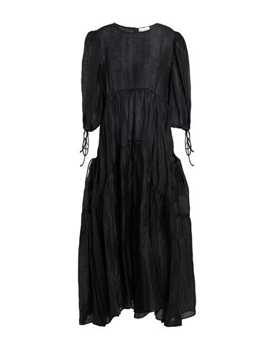 Meimeij Woman Midi Dress Black Size 10 Linen, Polyester