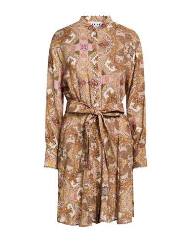 Bazar Deluxe Woman Mini Dress Khaki Size 10 Linen In Sand