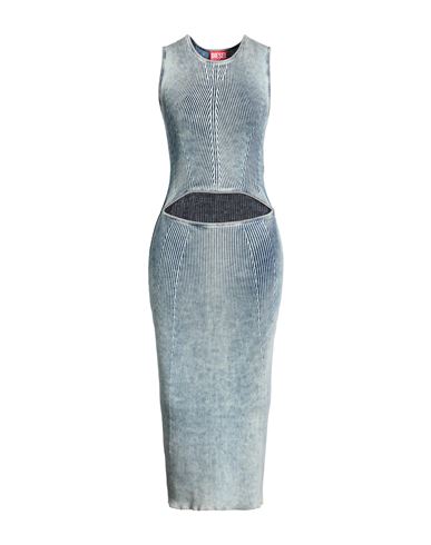 Diesel Woman Midi Dress Blue Size L Cotton