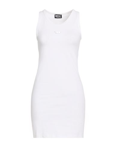 Diesel Woman Mini Dress White Size L Cotton, Elastane