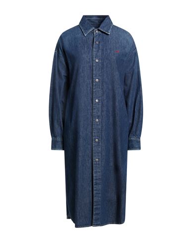 Diesel Woman Midi Dress Blue Size L Cotton