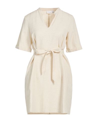 Vila Woman Mini Dress Off White Size 10 Viscose, Cotton, Linen In Neutral