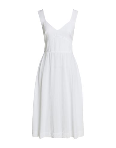 Xacus Woman Midi Dress White Size 4 Rayon, Linen