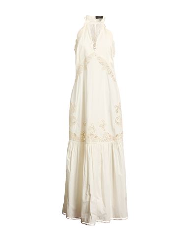 Twinset Woman Maxi Dress Ivory Size 10 Cotton, Polyester In White