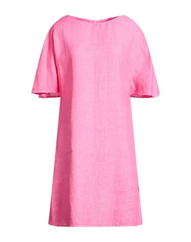 120% Lino Woman Mini Dress Pink Size 12 Linen