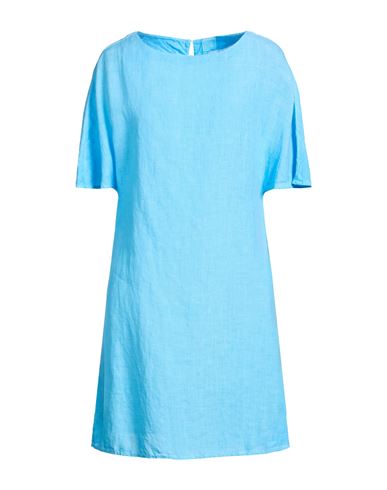 120% Lino Woman Mini Dress Light Blue Size 6 Linen