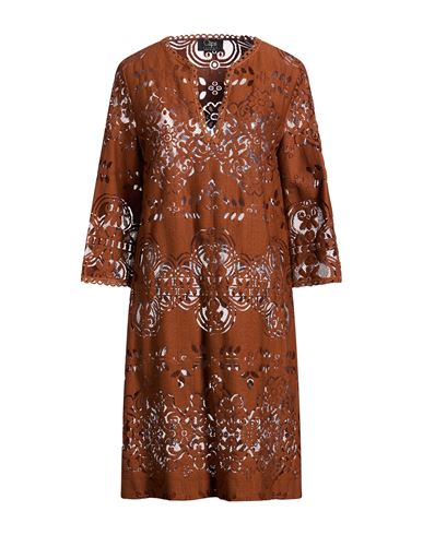 Clips Tricot Woman Mini Dress Tan Size M Polyamide, Cotton In Brown