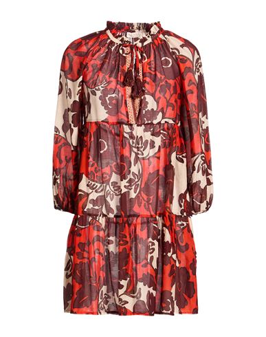 Anjuna Woman Mini Dress Red Size M Cotton, Silk