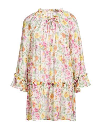 Anjuna Woman Mini Dress Yellow Size L Cotton, Silk