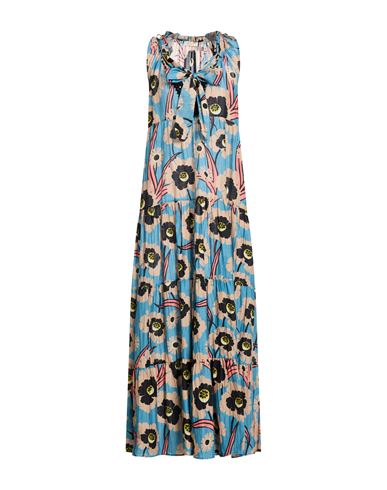 Anjuna Woman Maxi Dress Azure Size L Cotton, Silk In Blue