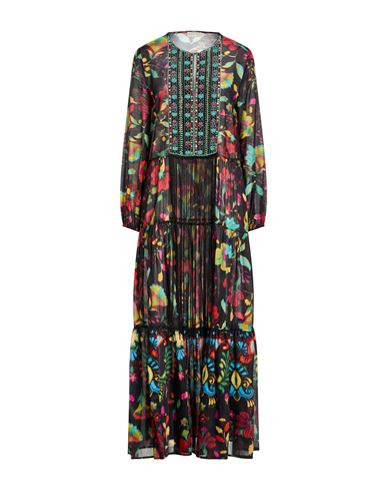 Anjuna Woman Maxi Dress Black Size L Cotton, Silk In Multi
